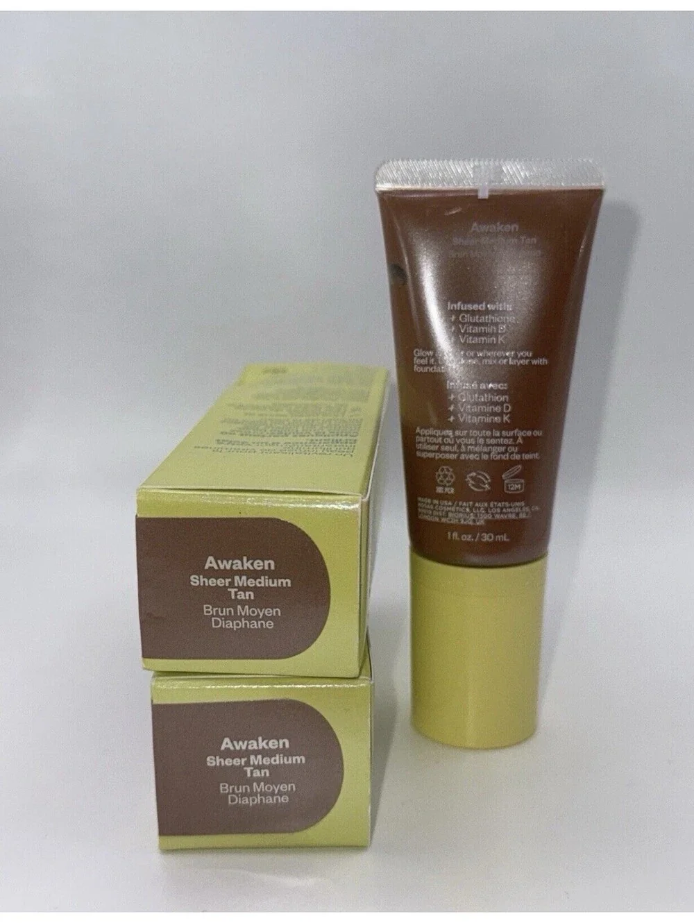 2 Kosas Glow I.V. Vitamin-Infused Skin Awaken 1 fl oz Sheer Medium Tan
